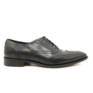 Salvatore Ferragamo Black Leather Wingtip Lace Up Oxfords Shoes Men's 9.5 EE